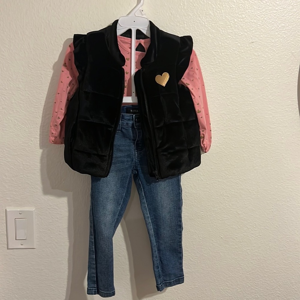 3t Fall Outfit 3 piece winter puffer vest skinny jeans